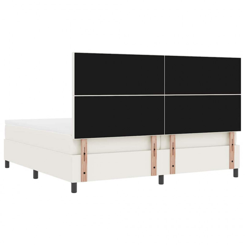 Łóżko z sprężyną LED Z zagłówkiem Kremowy i Biały 200 x 200 cm