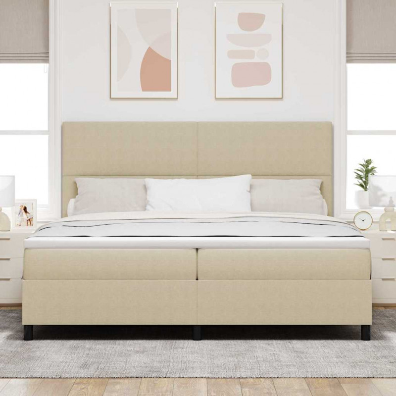 Łóżko z sprężyną LED Jasnoszary i biały. 200 x 200 cm
