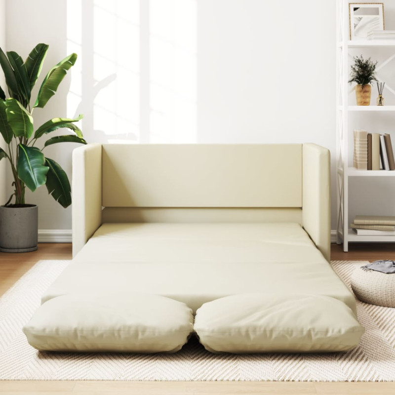 Sofa podłogowa 2-w-1, kremowa, 112x174x55 cm, sztuczna skóra