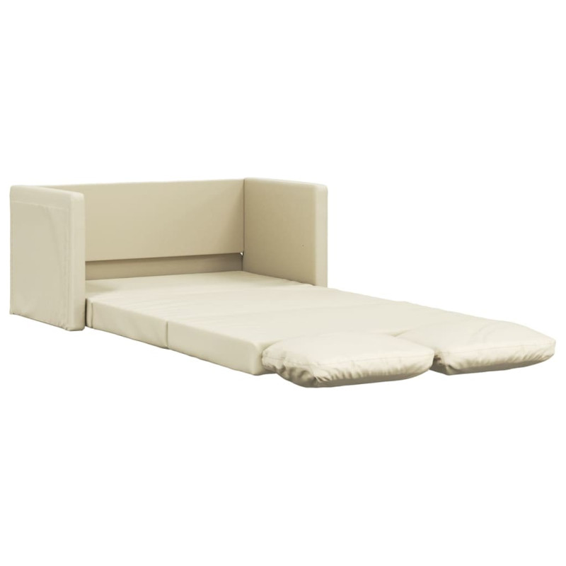 Sofa podłogowa 2-w-1, kremowa, 112x174x55 cm, sztuczna skóra
