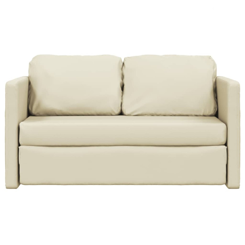 Sofa podłogowa 2-w-1, kremowa, 112x174x55 cm, sztuczna skóra