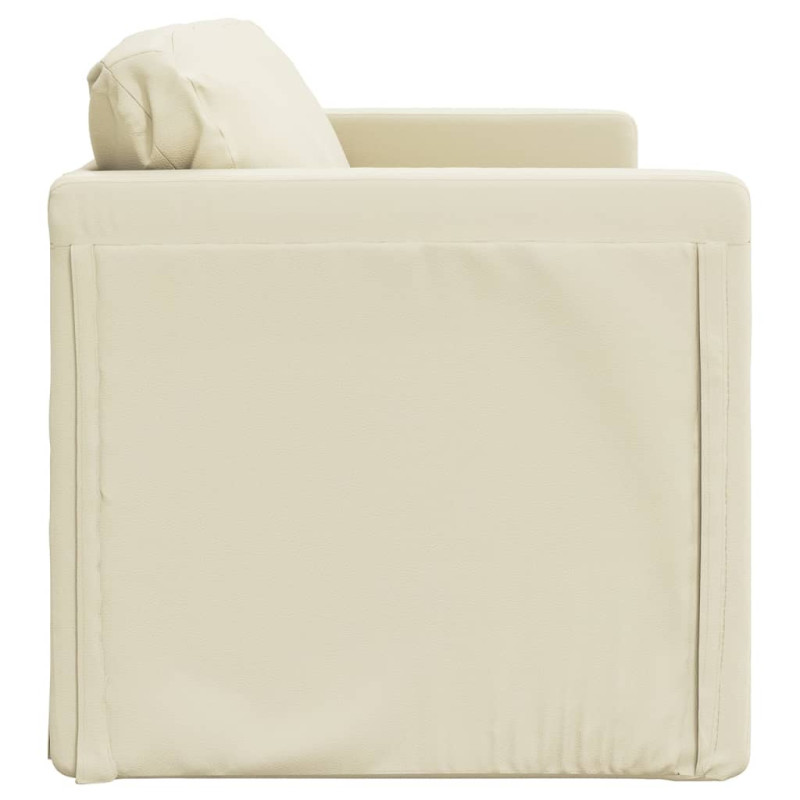 Sofa podłogowa 2-w-1, kremowa, 112x174x55 cm, sztuczna skóra