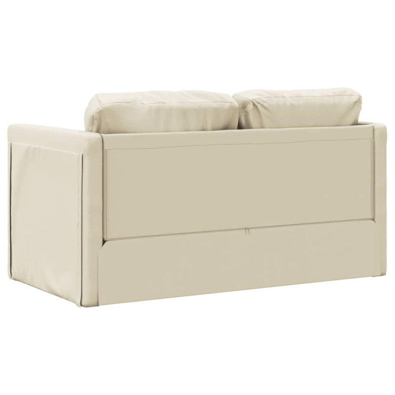 Sofa podłogowa 2-w-1, kremowa, 112x174x55 cm, sztuczna skóra