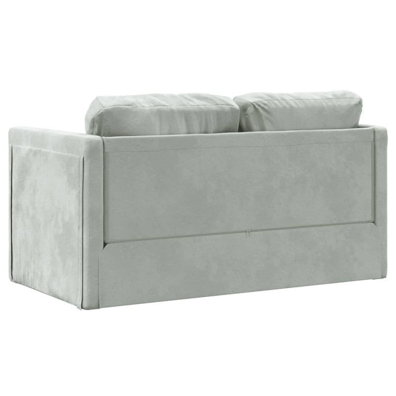 Sofa podłogowa 2-w-1, jasnoszara, 122x204x55 cm, aksamit