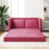 Sofa podłogowa 2-w-1, winna czerwień, 122x204x55 cm, aksamit