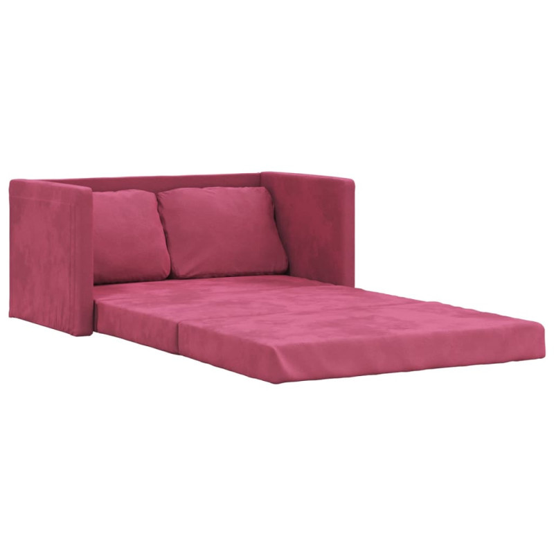 Sofa podłogowa 2-w-1, winna czerwień, 122x204x55 cm, aksamit