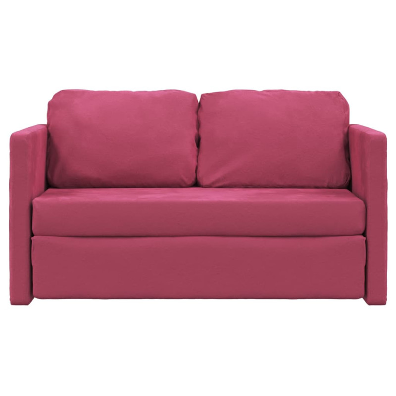 Sofa podłogowa 2-w-1, winna czerwień, 122x204x55 cm, aksamit