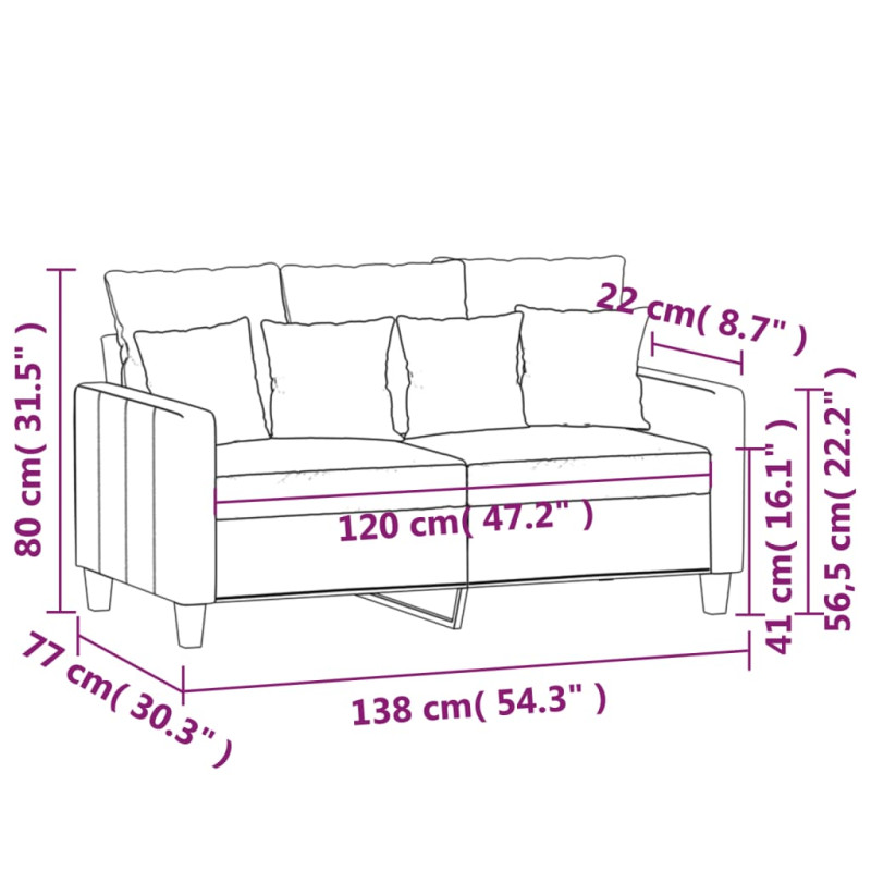 Sofa 2-osobowa, kolor taupe, 120 cm, tapicerowana tkaniną