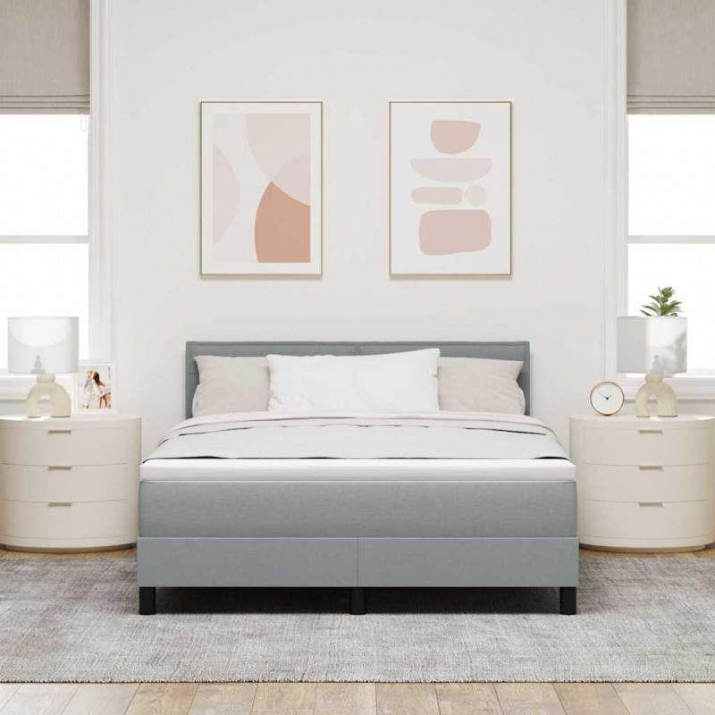 Łóżko sprężynowe z materacem Jasnoszary 160 x 200 cm tkanina