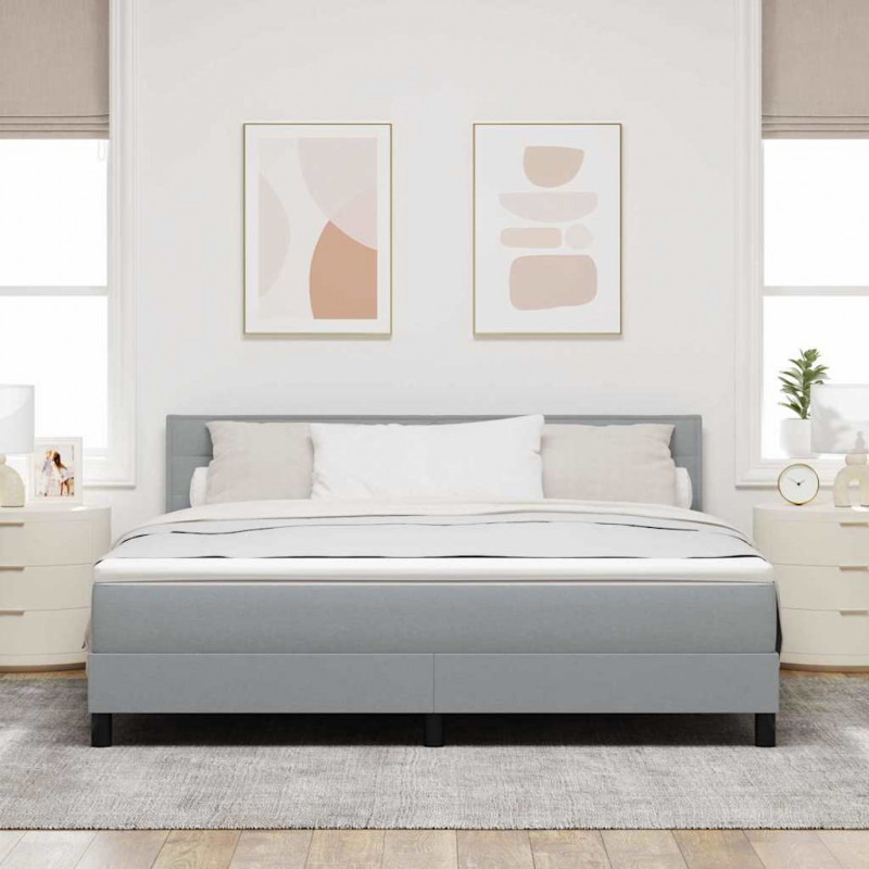 Łóżko sprężynowe z materacem Jasnoszary 180 x 200 cm tkanina