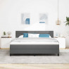 Łóżko sprężynowe z materacem Ciemnoszary 180 x 200 cm tkanina