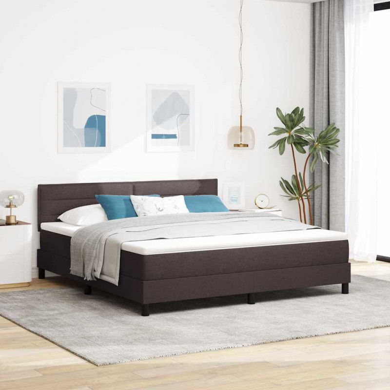Łóżko sprężynowe z materacem Ciemny brąz 180 x 200 cm tkanina