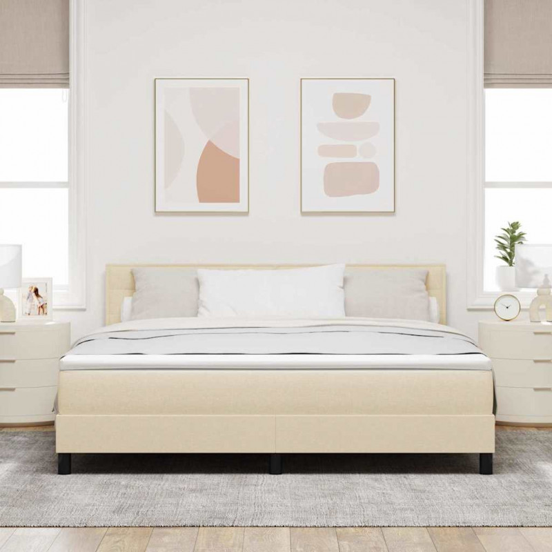 Łóżko sprężynowe z materacem Kremowy 180 x 200 cm tkanina