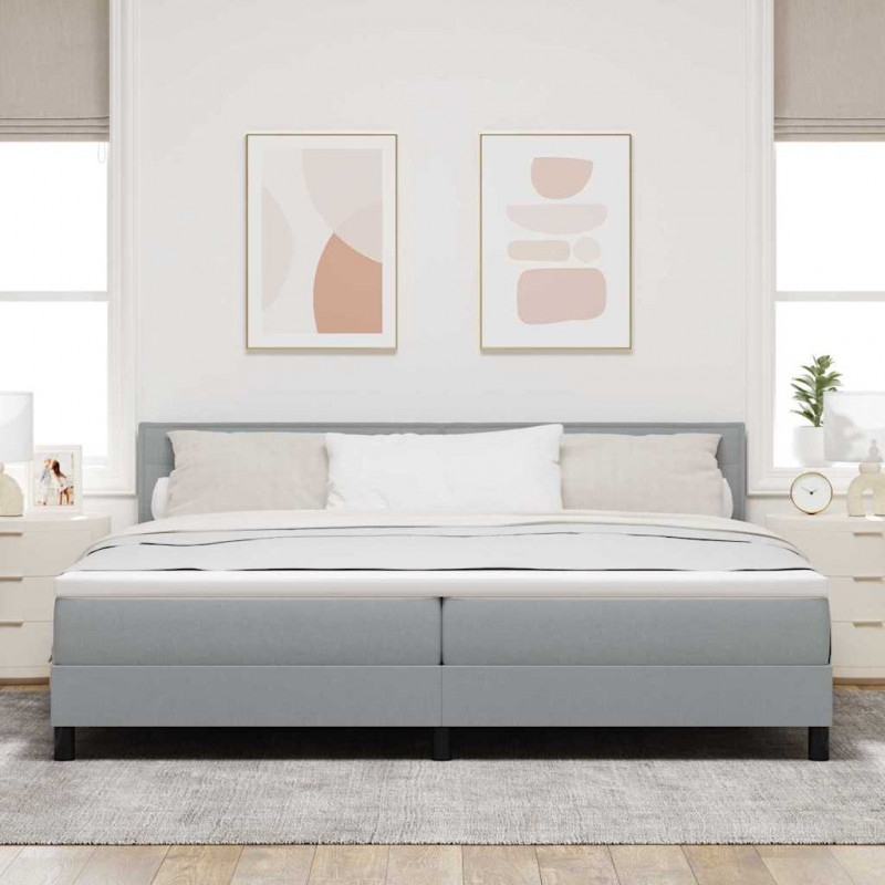 Łóżko sprężynowe z materacem Jasnoszary 200 x 200 cm tkanina