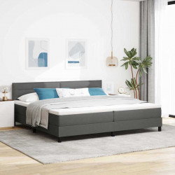 Łóżko sprężynowe z materacem Ciemnoszary 200 x 200 cm tkanina