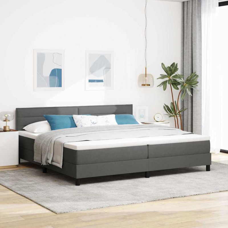 Łóżko sprężynowe z materacem Ciemnoszary 200 x 200 cm tkanina