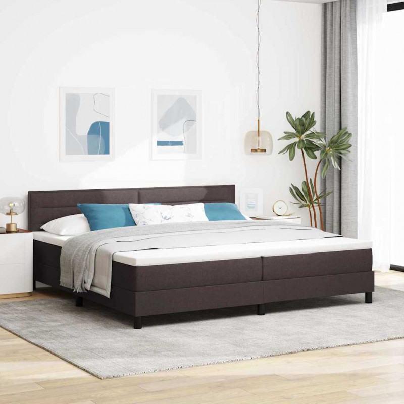 Łóżko sprężynowe z materacem Ciemny brąz 200 x 200 cm tkanina