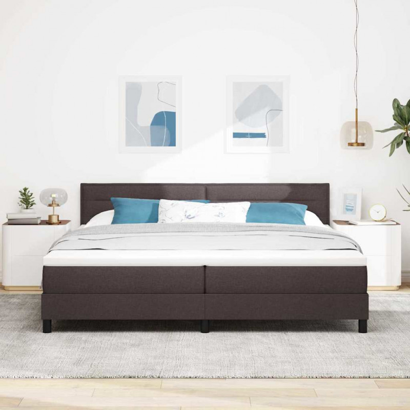 Łóżko sprężynowe z materacem Ciemny brąz 200 x 200 cm tkanina