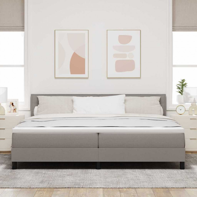 Łóżko sprężynowe z materacem Ciemnoszary 200 x 200 cm tkanina