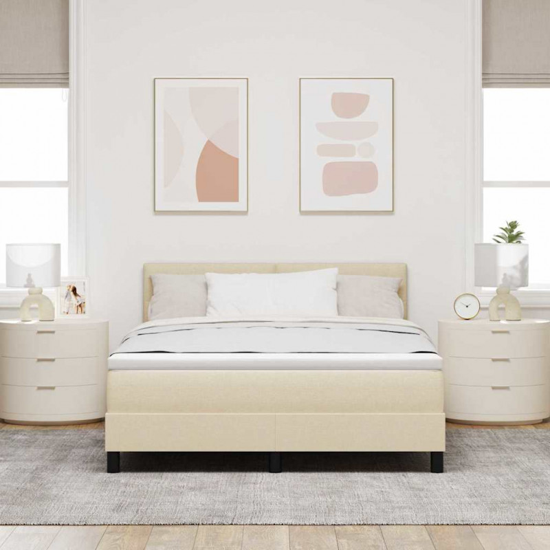 Łóżko sprężynowe z materacem Kremowy 160 x 200 cm tkanina