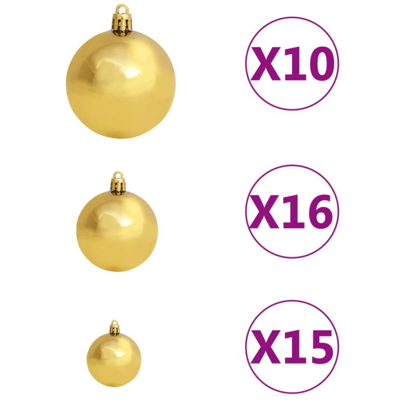 Sztuczna choinka z 300 LED, bombkami i śniegiem, 210 cm