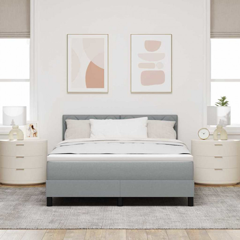 Łóżko sprężynowe z materacem Jasnoszary 160 x 200 cm tkanina