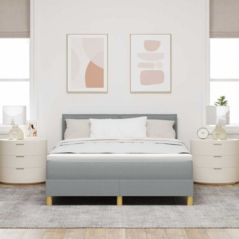 Łóżko sprężynowe z materacem Jasnoszary 140 x 200 cm tkanina