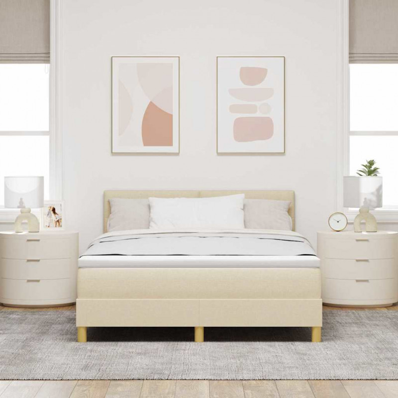Łóżko sprężynowe z materacem Kremowy 140 x 200 cm tkanina