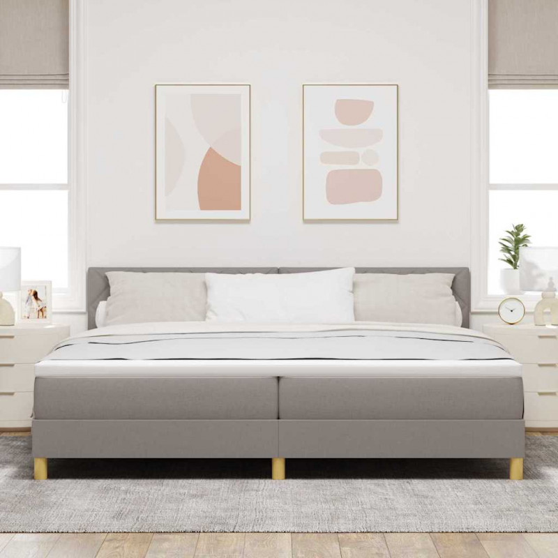 Łóżko sprężynowe z materacem Ciemnoszary 200 x 200 cm tkanina