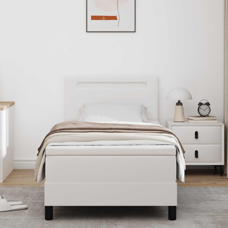 Łóżko sprężynowe Biały 100 x 200 cm Skóra syntetyczna
