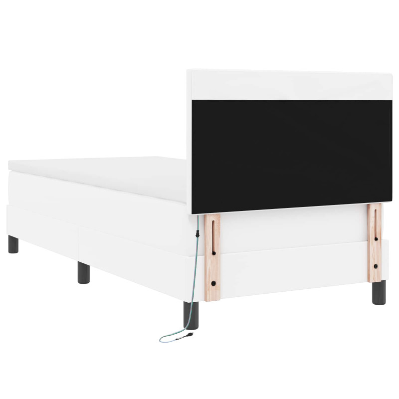 Łóżko sprężynowe Biały 100 x 200 cm Skóra syntetyczna