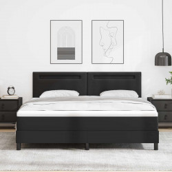 Łóżko sprężynowe Czarny 180 x 200 cm Skóra syntetyczna