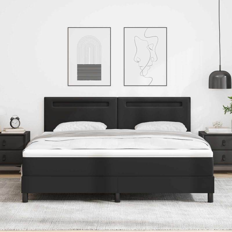 Łóżko sprężynowe Czarny 180 x 200 cm Skóra syntetyczna