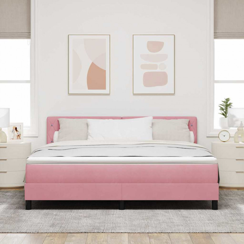 Łóżko sprężynowe z materacem Różowy 180 x 200 cm Aksamit