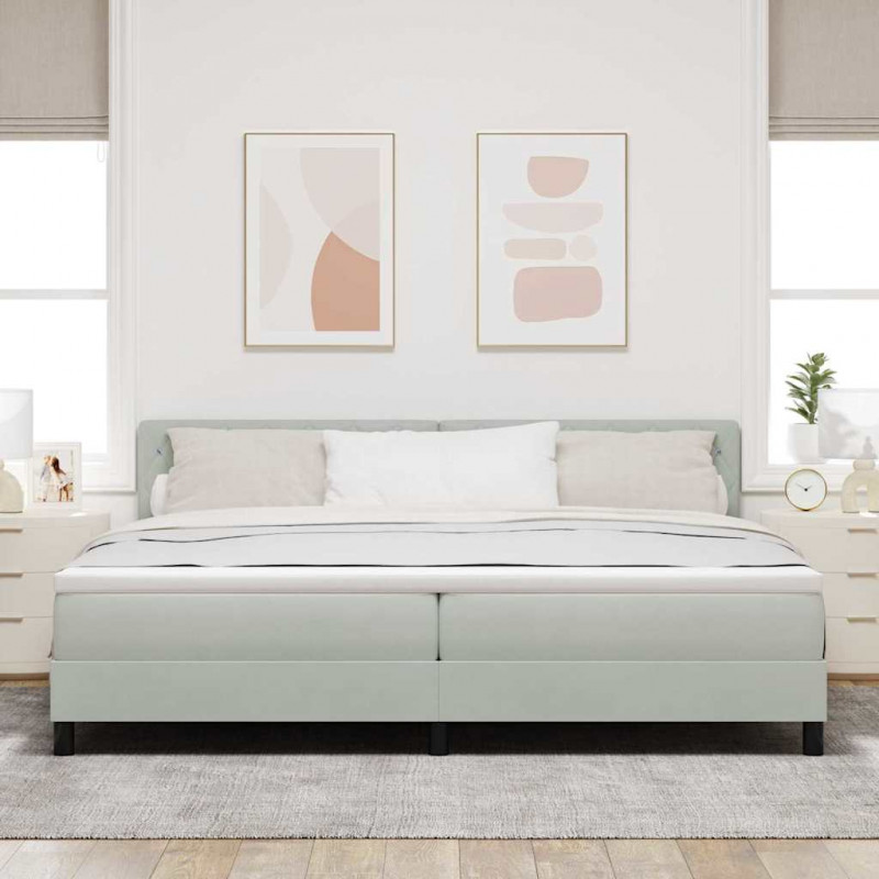 Łóżko sprężynowe z materacem Jasnoszary 200 x 200 cm Aksamit