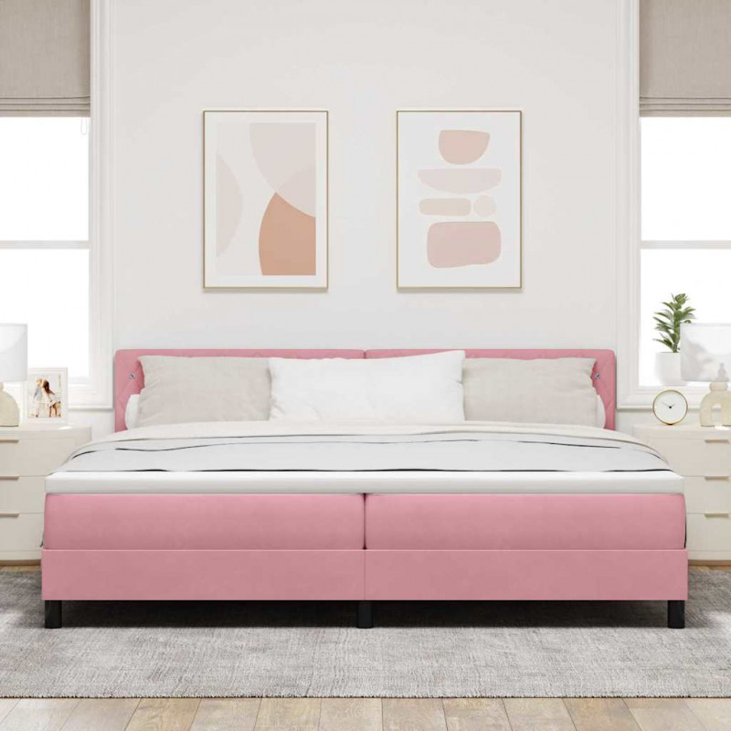Łóżko sprężynowe z materacem Różowy 200 x 200 cm Aksamit