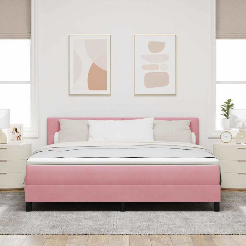 Łóżko sprężynowe z materacem Różowy 180 x 200 cm Aksamit