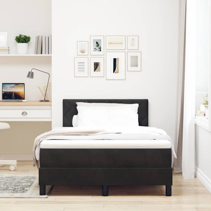 Łóżko sprężynowe z materacem Czarny 120 x 190 cm Aksamit