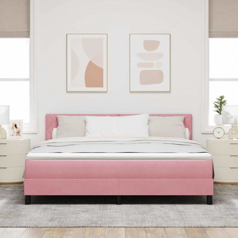 Łóżko sprężynowe z materacem Różowy 180 x 200 cm Aksamit