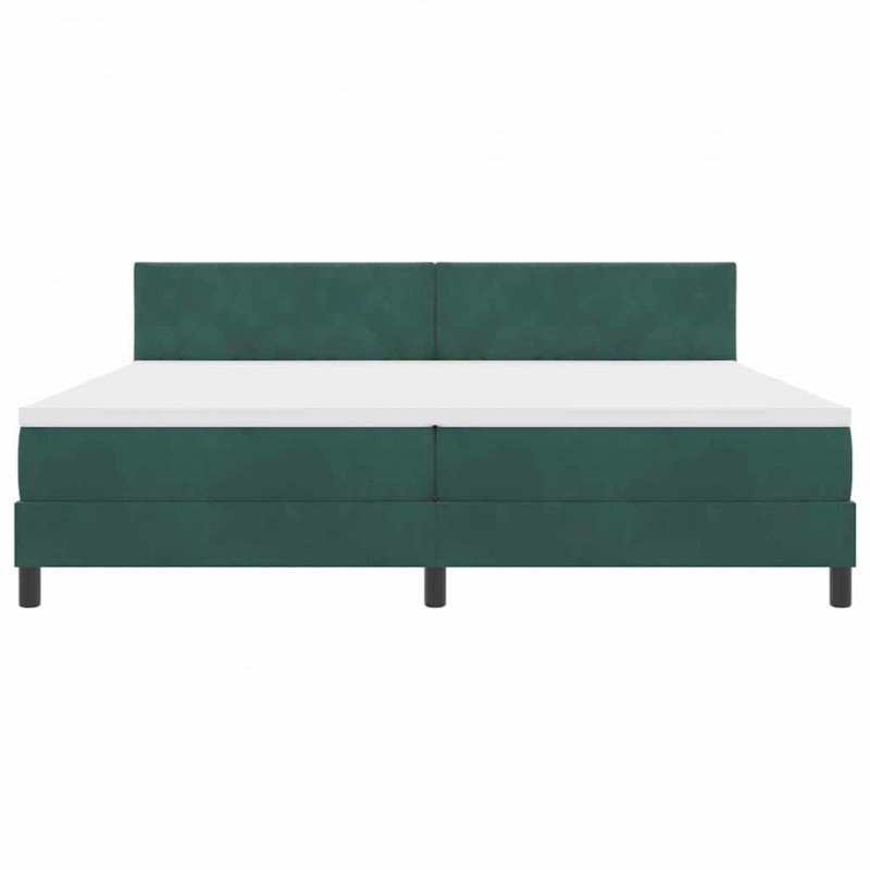 Łóżko sprężynowe z materacem Ciemna zieleń 200 x 200 cm Aksamit