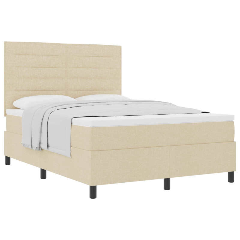 Łóżko sprężynowe z materacem Kremowy 140 x 200 cm tkanina