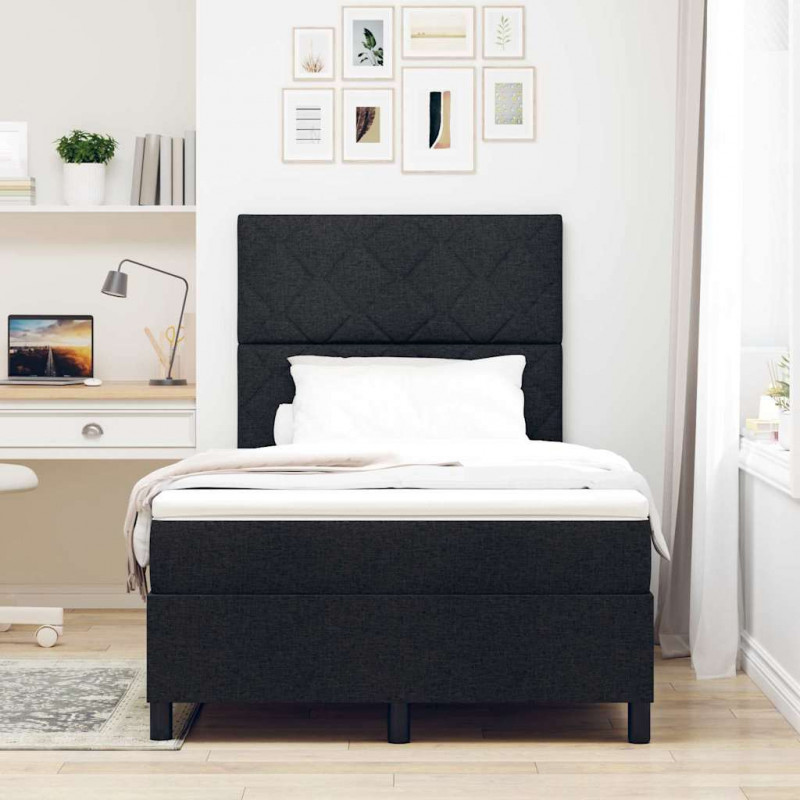 Łóżko sprężynowe z materacem Czarny 120 x 190 cm tkanina