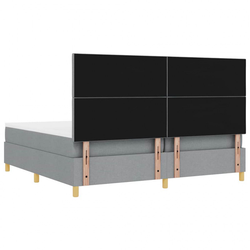 Łóżko sprężynowe z materacem Jasnoszary 200 x 200 cm tkanina