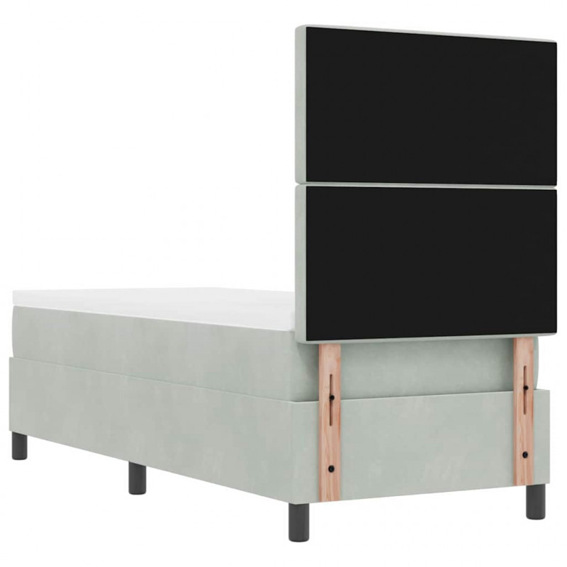 Łóżko sprężynowe z materacem Jasnoszary 80 x 200 cm Aksamit