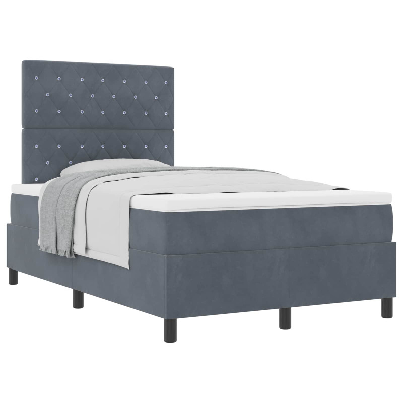 Łóżko sprężynowe z materacem Ciemnoszary 120 x 190 cm Aksamit