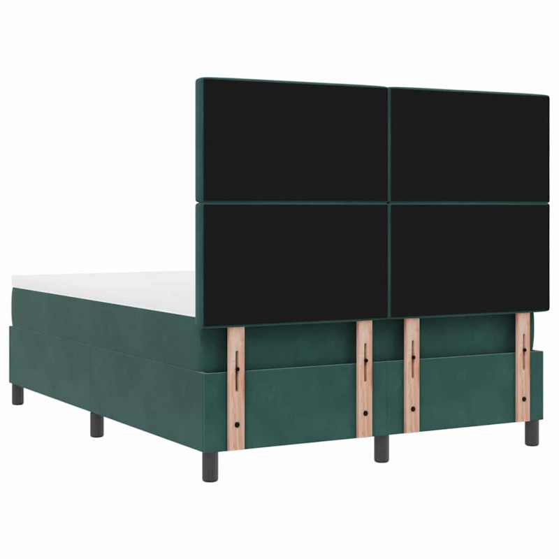 Łóżko sprężynowe z materacem Ciemna zieleń 140 x 200 cm Aksamit
