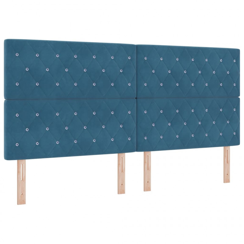 Łóżko sprężynowe Ciemnoniebieski 200 x 200 cm Aksamit
