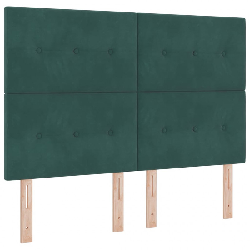 Łóżko sprężynowe z materacem Ciemna zieleń 140 x 190 cm Aksamit
