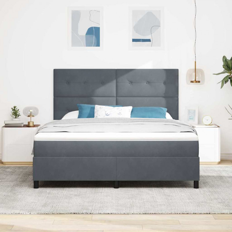 Łóżko sprężynowe z materacem Ciemnoszary 180 x 200 cm Aksamit