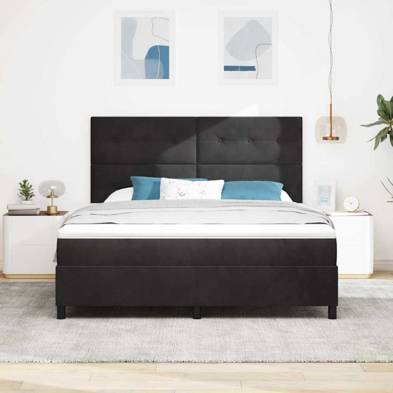 Łóżko sprężynowe z materacem Czarny 180 x 200 cm Aksamit